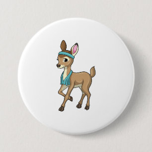 Deer at Fitness with Towel 7.5 Cm Round Badge