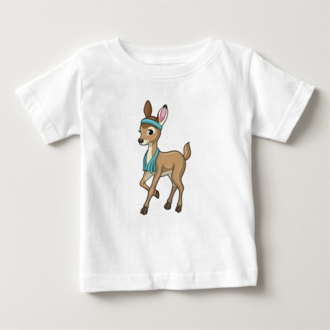 Deer at Fitness with Towel Baby T-Shirt (Front)