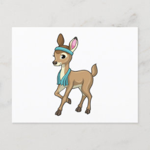 Deer at Fitness with Towel Postcard