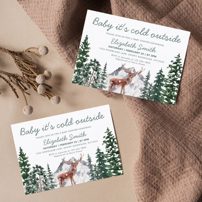 Deer Baby It's Cold Outside Boy Baby Shower Invitation (Creator Uploaded)