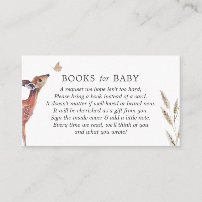 Deer Baby Shower Books For Baby Enclosure Card (Front)