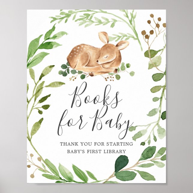 Deer Baby Shower Books For Baby Sign (Front)