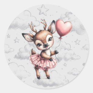 Deer Baby Shower Classic Round Sticker