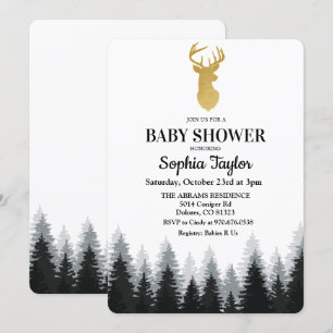 Deer Baby Shower Forest Tree Invitation
