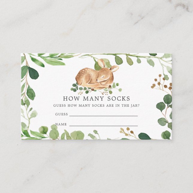 Deer Baby Shower Guess How Many Socks Enclosure Card (Front)