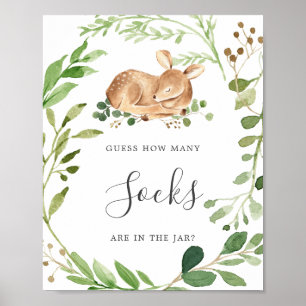 Deer Baby Shower Guess How Many Socks Poster