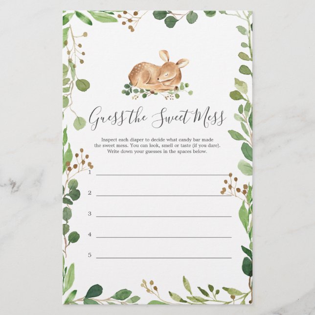 Deer Baby Shower Guess The Sweet Mess (Front)