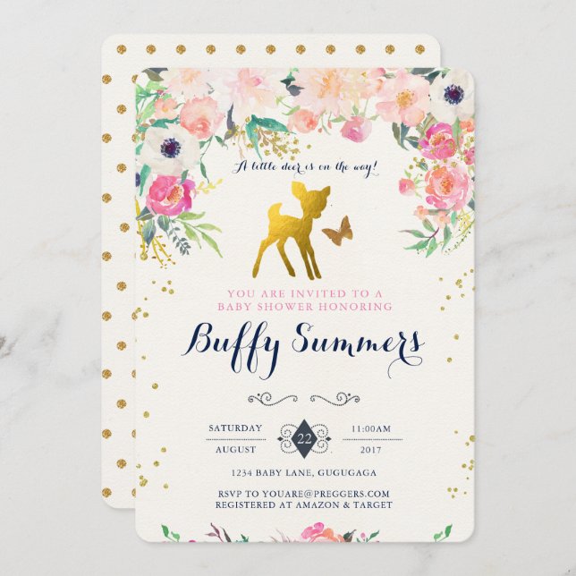 Deer Baby Shower Invitation (Front/Back)