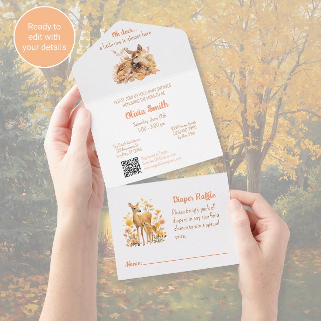 Deer Baby Shower Invitation All in One Fall Theme (Creator Uploaded)