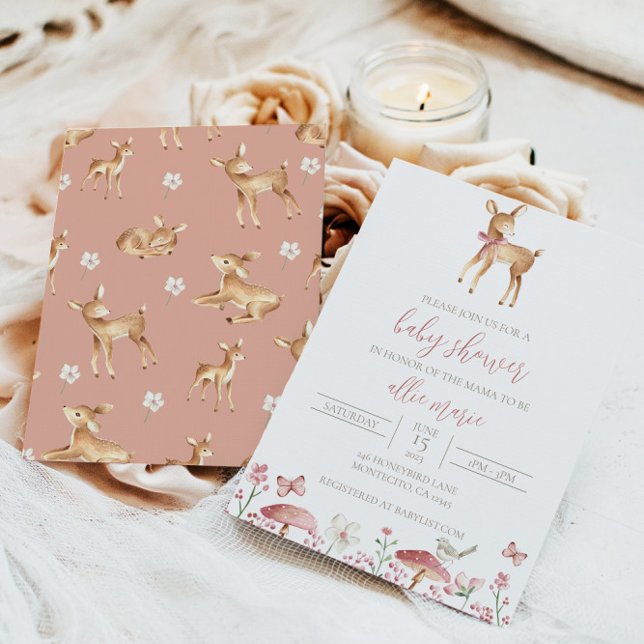 Deer Baby Shower Invitation Baby Girl Invite (Creator Uploaded)