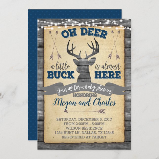 Deer Baby Shower Invitation Invite (Front/Back)