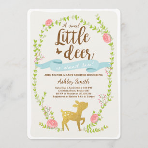 Deer baby shower invitation Woodland Boy blue