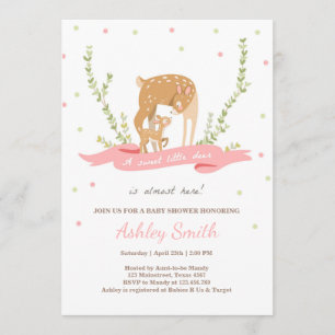 Deer baby shower invitation Woodland Forest Girl