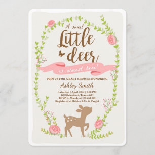Deer baby shower invitation Woodland Girl pink
