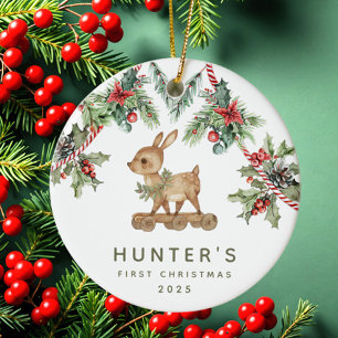 Deer Baby's First Christmas  Ceramic Ornament