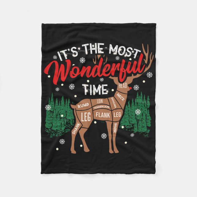 Deer Bbq Funny Grilling Bbq Pitmaster Christmas Rb Fleece Blanket (Front)