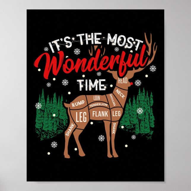 Deer Bbq Funny Grilling Bbq Pitmaster Christmas Rb Poster (Front)