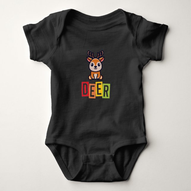 Deer blk baby bodysuit (Front)