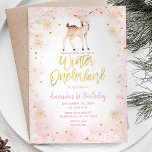 Deer Blush Pink Winter Onederland Birthday  Invitation<br><div class="desc">Deer Watercolor Blush Pink Snowflakes Pine Trees Winter Onederland Birthday Invitation
Winter First Birthday Invitation</div>
