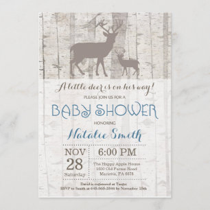 Deer Boy Baby Shower Invitation Rustic Woodland