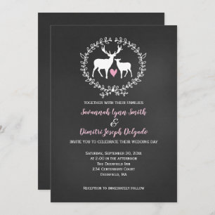 Deer Buck and Doe Chalkboard Wedding Invitation