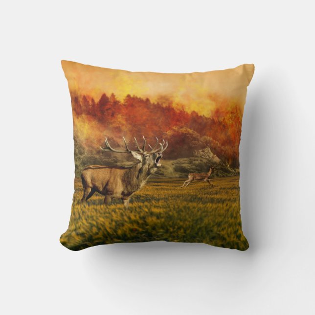 Deer buck Autumn  decor pillow (Front)
