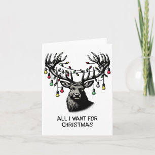 Deer Buck Doe All Want For Christmas Lights Buck M Card