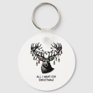 Deer Buck Doe All Want For Christmas Lights Buck M Key Ring