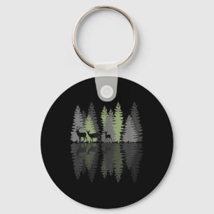 Deer Buck Doe Fawn Pine Trees Wilderness Love Camp Key Ring