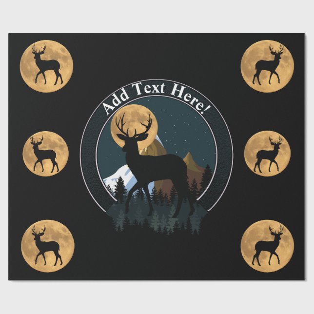 Deer Buck Full Moon Wrapping Paper (Flat)