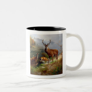Deer Buck Hunting Nature Camping Two-Tone Coffee Mug
