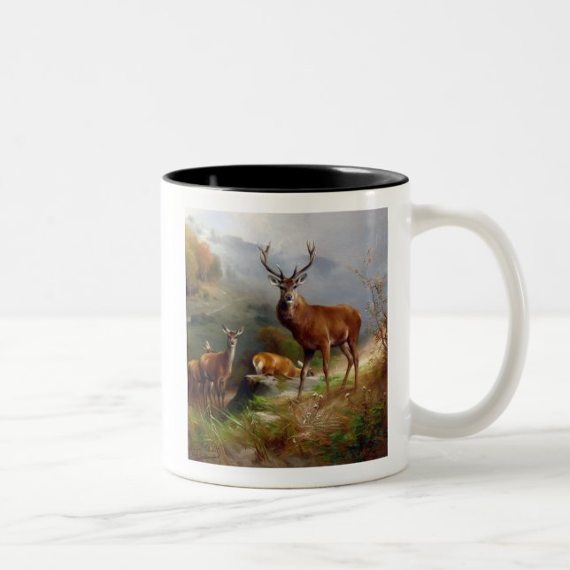 Deer Buck Hunting Nature Camping Two-Tone Coffee Mug (Right)