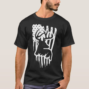 Deer Buck Hunting Season American Flag Hunter Outd T-Shirt