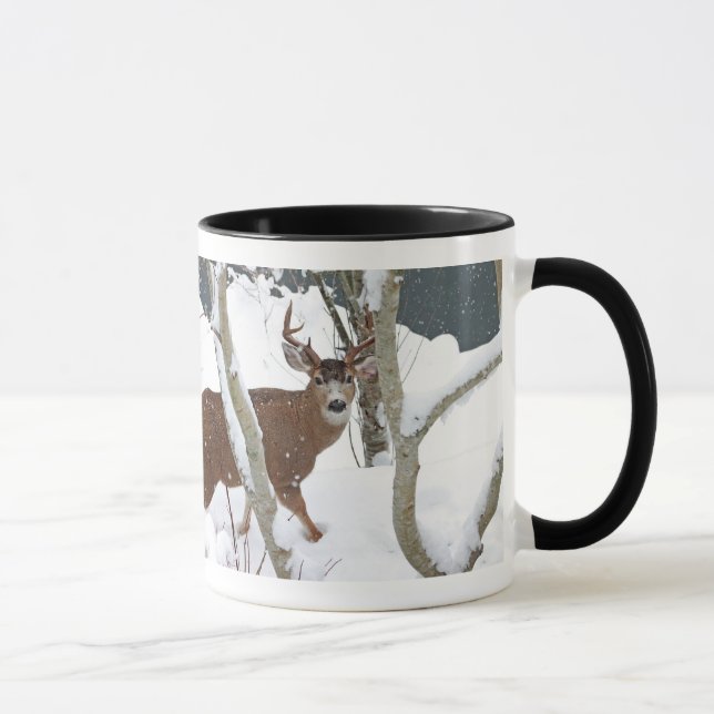 Deer Buck in Snow in Winter Mug (Right)