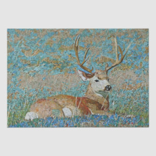 Deer Buck Mosaic Pattern Print Decoupage Tissue Paper