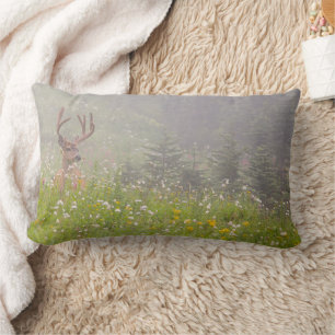 Deer Buck Mount Rainier National Park Lumbar Cushion