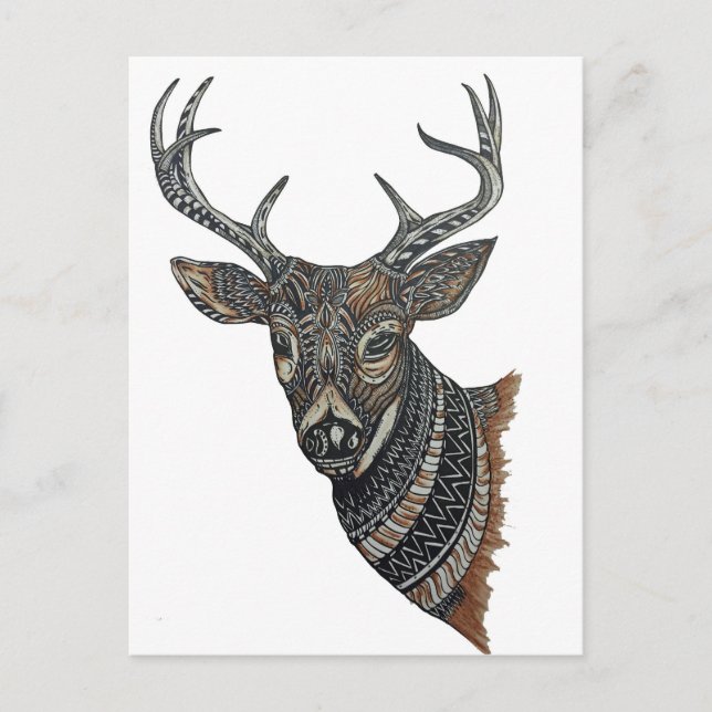 Deer Buck with Intricate Design Postcard (Front)