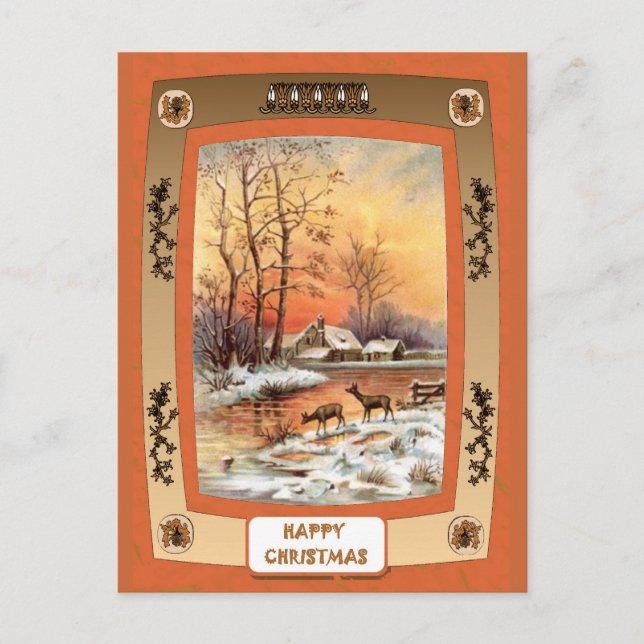 Deer by the river holiday postcard (Front)