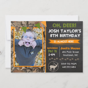Deer Camo Hunting Birthday Invitation