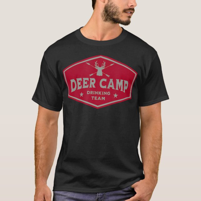 Deer Camp Drinking Team - Funny Hunting T-Shirt (Front)