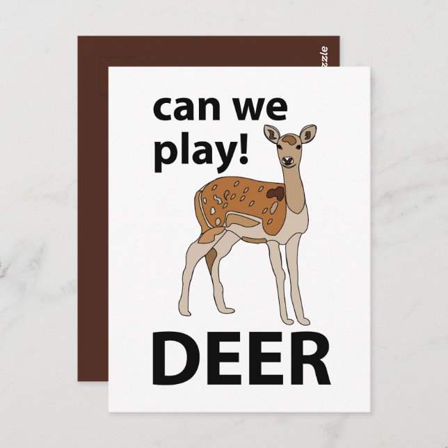 Deer Can We Play Cute Deer Postcard (Front/Back)