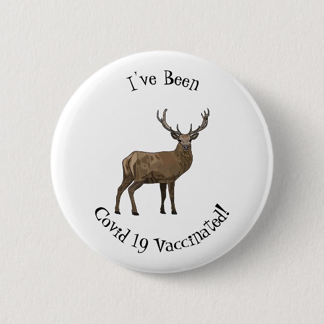 Deer cartoon illustration 6 cm round badge (Front)