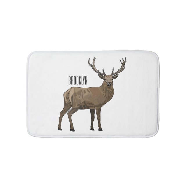 Deer cartoon illustration bath mat (Front)