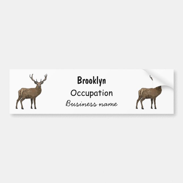 Deer cartoon illustration bumper sticker (Front)