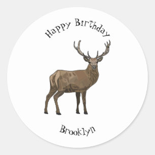 Deer cartoon illustration classic round sticker