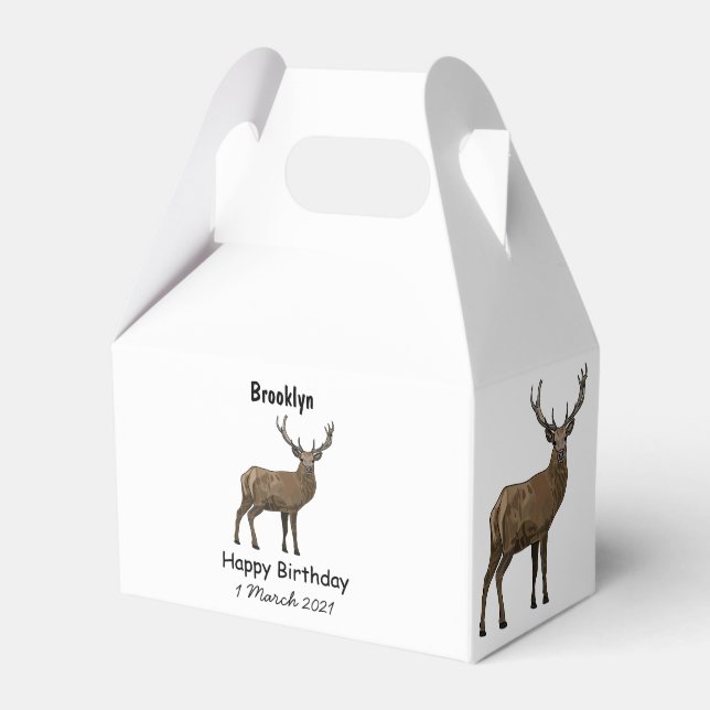 Deer cartoon illustration favour box (Front Side)