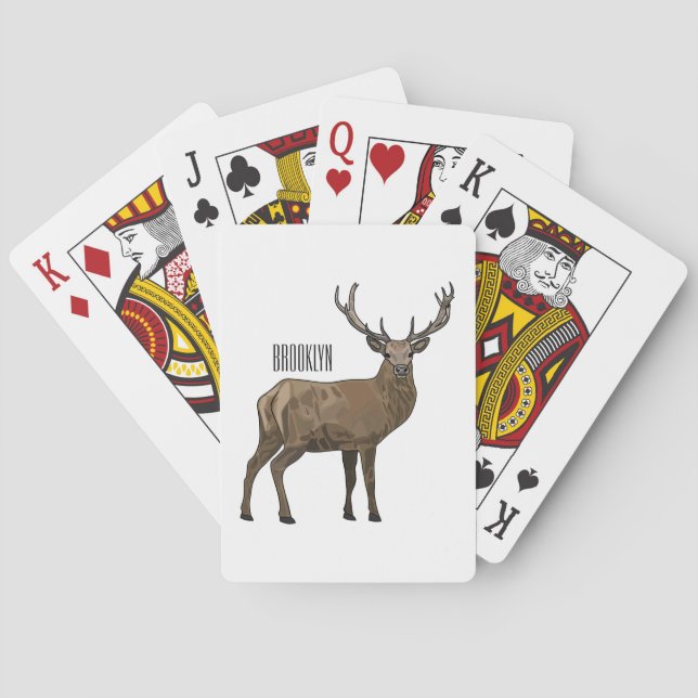 Deer cartoon illustration playing cards (Back)