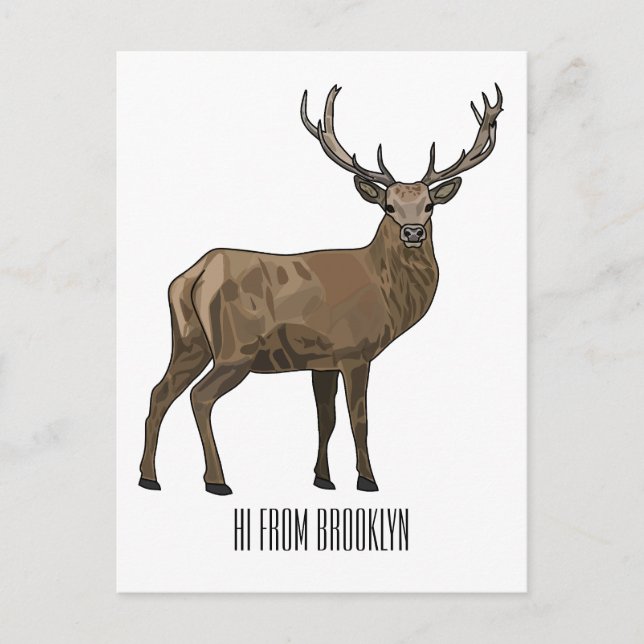 Deer cartoon illustration postcard (Front)