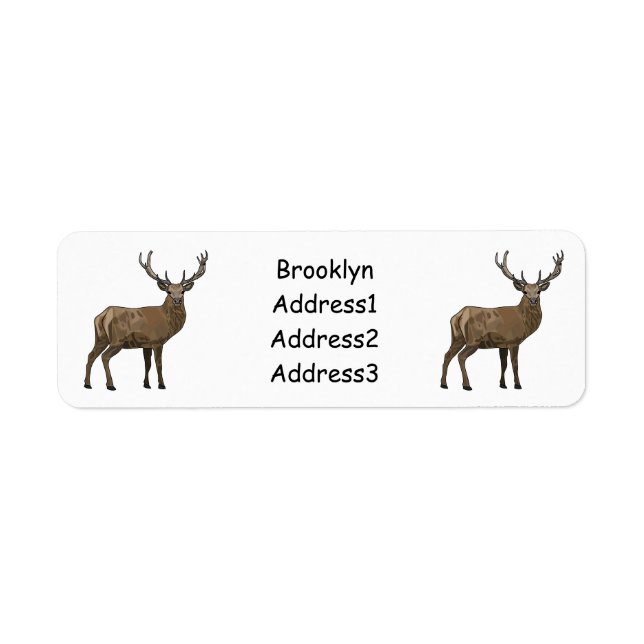 Deer cartoon illustration return address label (Front)