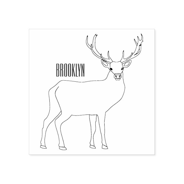 Deer cartoon illustration rubber stamp (Imprint)